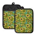 Blooming Sunflower Pattern Print Pot Holders With Pocket