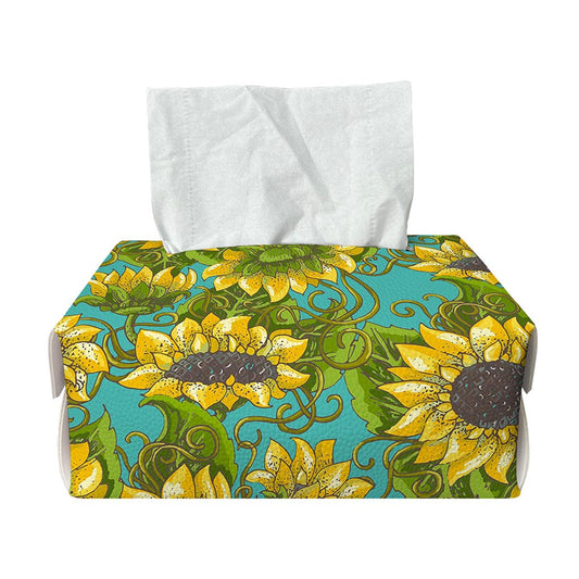 Blooming Sunflower Pattern Print Rectangle Tissue Box Cover