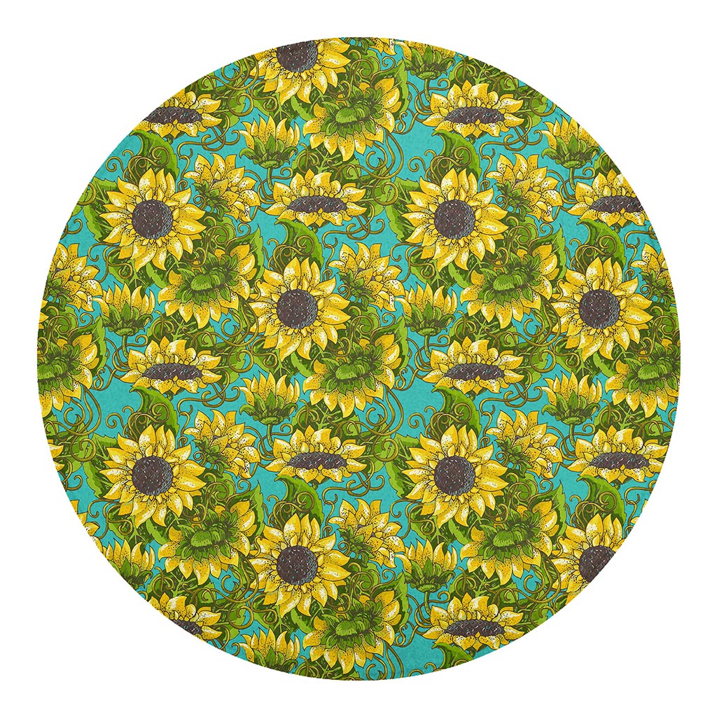 Blooming Sunflower Pattern Print Round Blanket