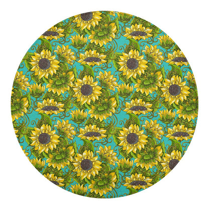 Blooming Sunflower Pattern Print Round Blanket