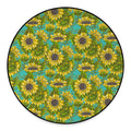Blooming Sunflower Pattern Print Round Floor Mat
