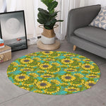 Blooming Sunflower Pattern Print Round Rug