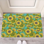 Blooming Sunflower Pattern Print Rubber Doormat