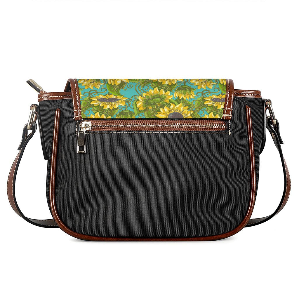 Blooming Sunflower Pattern Print Saddle Bag