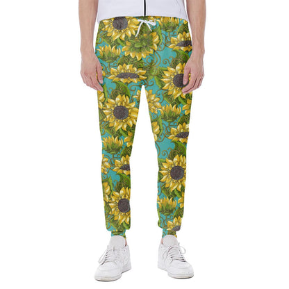 Blooming Sunflower Pattern Print Scuba Joggers