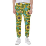 Blooming Sunflower Pattern Print Scuba Joggers