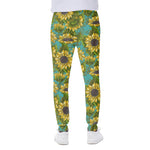 Blooming Sunflower Pattern Print Scuba Joggers