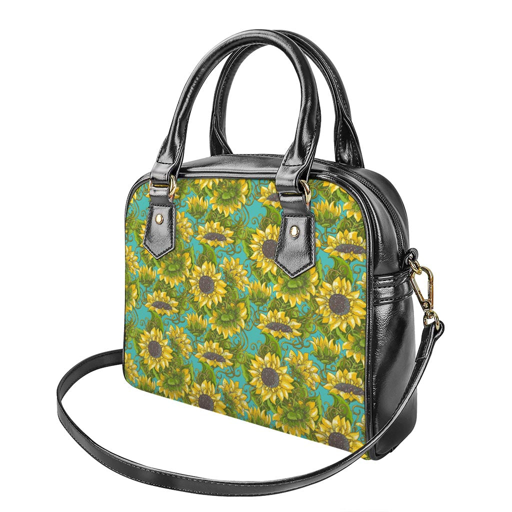 Blooming Sunflower Pattern Print Shoulder Handbag