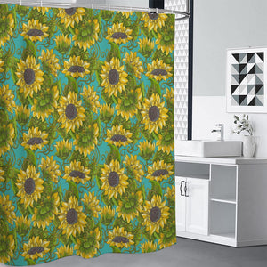 Blooming Sunflower Pattern Print Shower Curtain