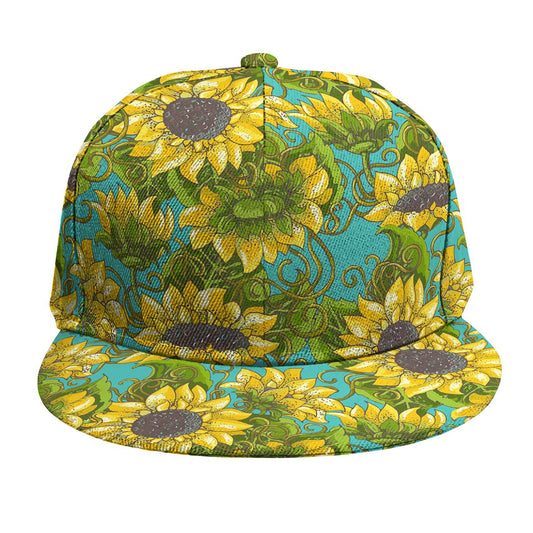 Blooming Sunflower Pattern Print Snapback Cap