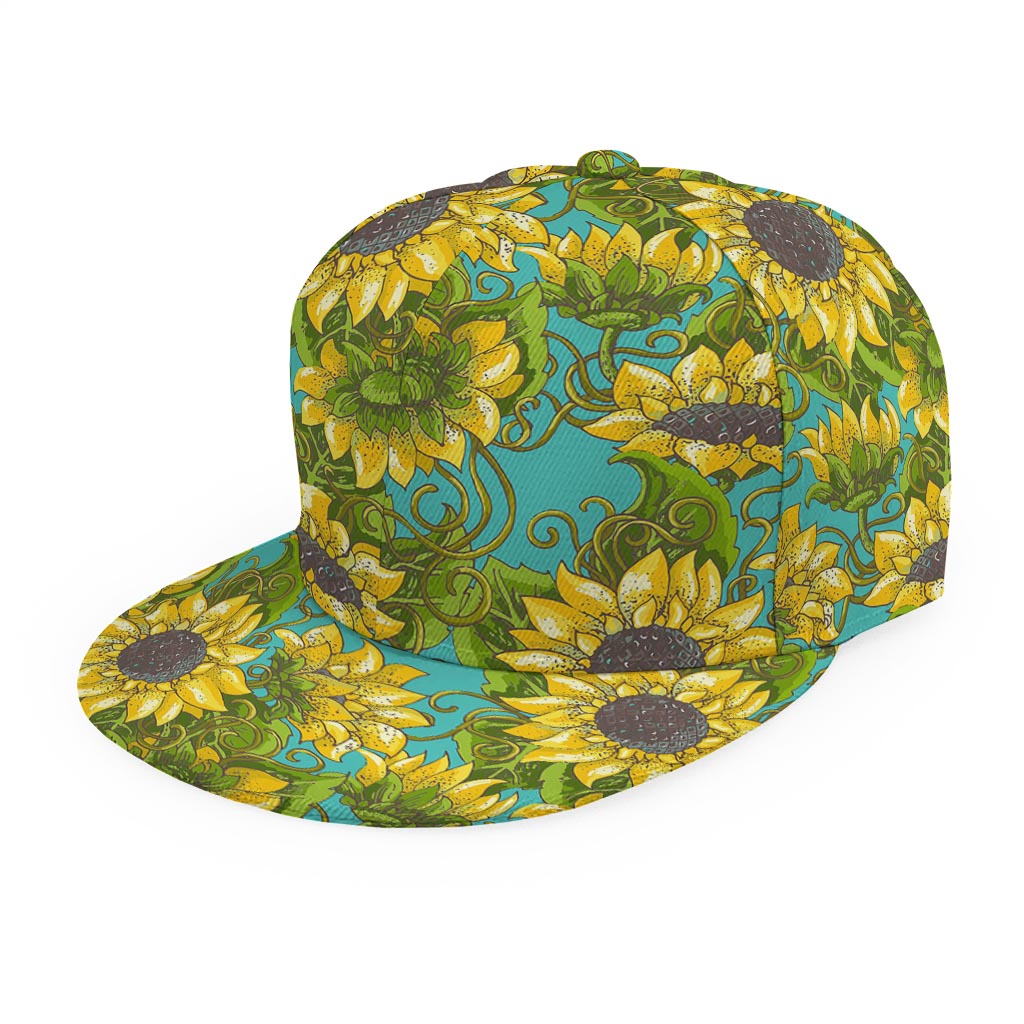 Blooming Sunflower Pattern Print Snapback Cap