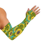Blooming Sunflower Pattern Print Sun Protection Arm Sleeves