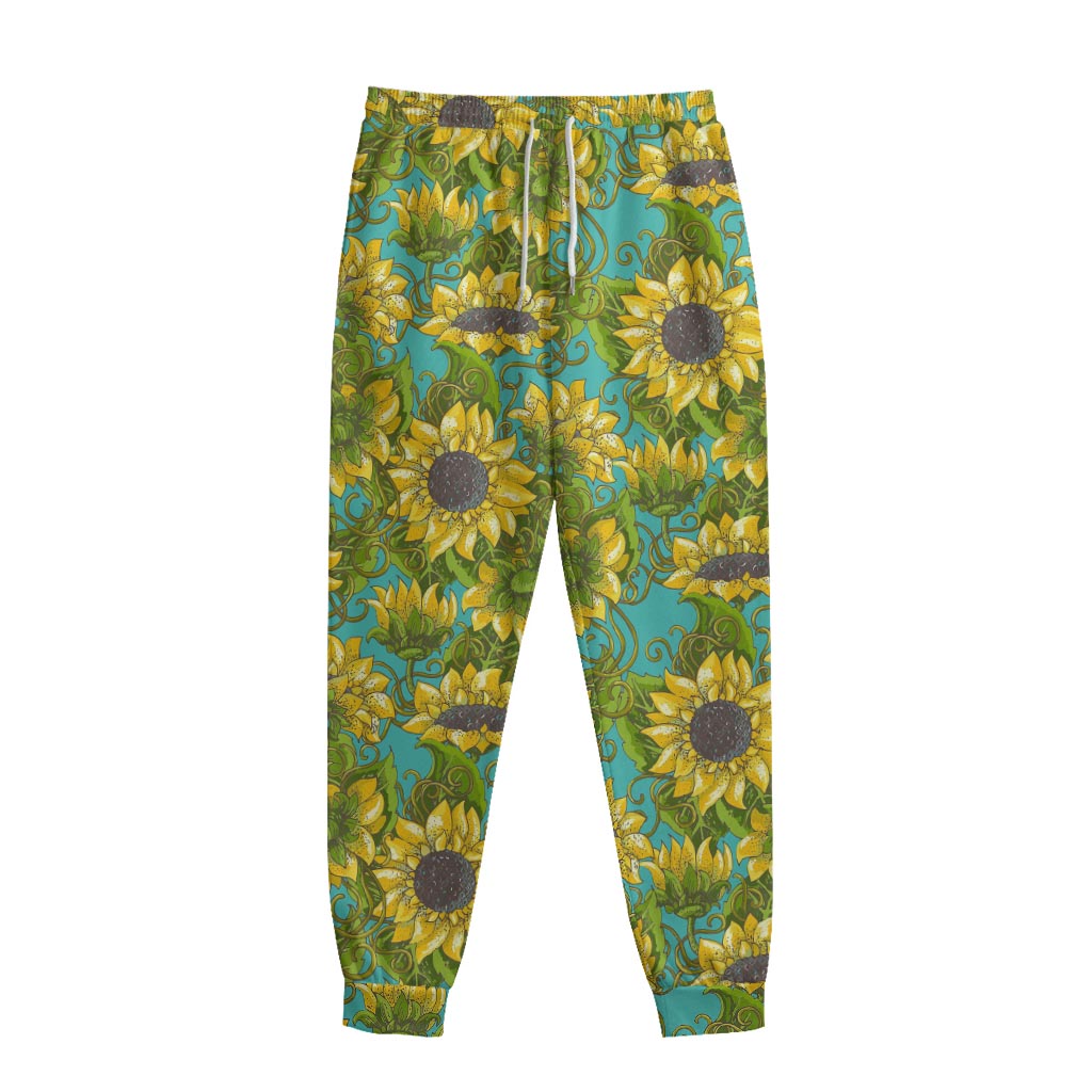 Blooming Sunflower Pattern Print Sweatpants