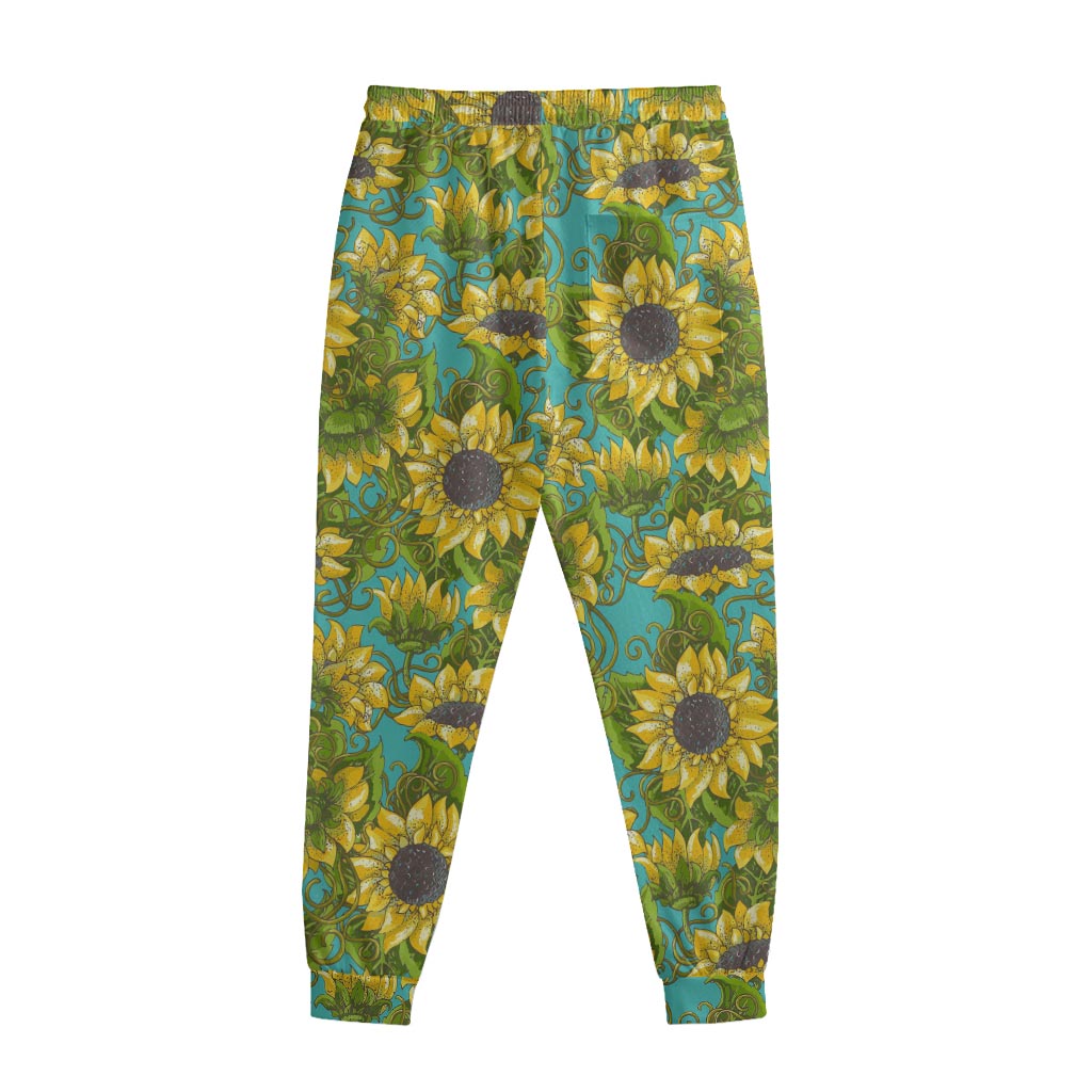 Blooming Sunflower Pattern Print Sweatpants