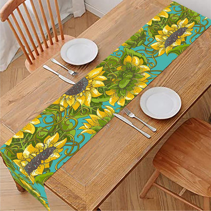 Blooming Sunflower Pattern Print Table Runner
