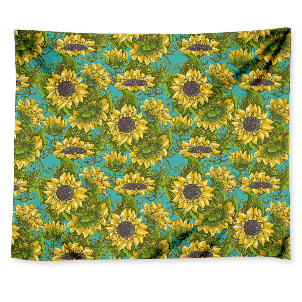 Blooming Sunflower Pattern Print Tapestry