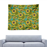 Blooming Sunflower Pattern Print Tapestry