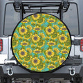 Blooming Sunflower Pattern Print Tire Cover