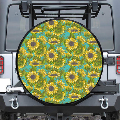 Blooming Sunflower Pattern Print Tire Cover