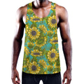 Blooming Sunflower Pattern Print Men's Workout Tank Top