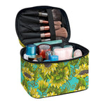 Blooming Sunflower Pattern Print Travel Makeup Bag