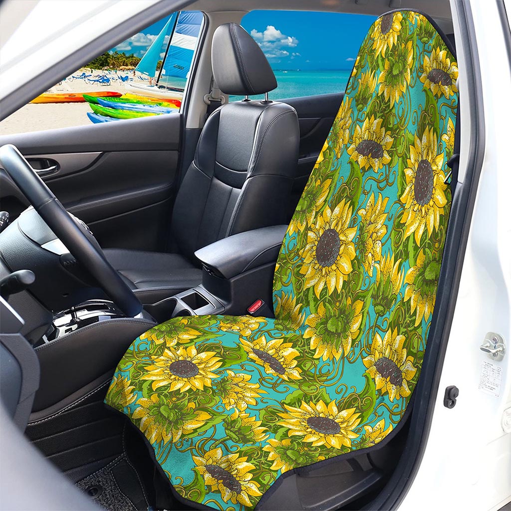 Blooming Sunflower Pattern Print Waterproof Car Seat Cover