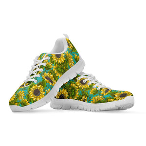 Blooming Sunflower Pattern Print White Running Shoes