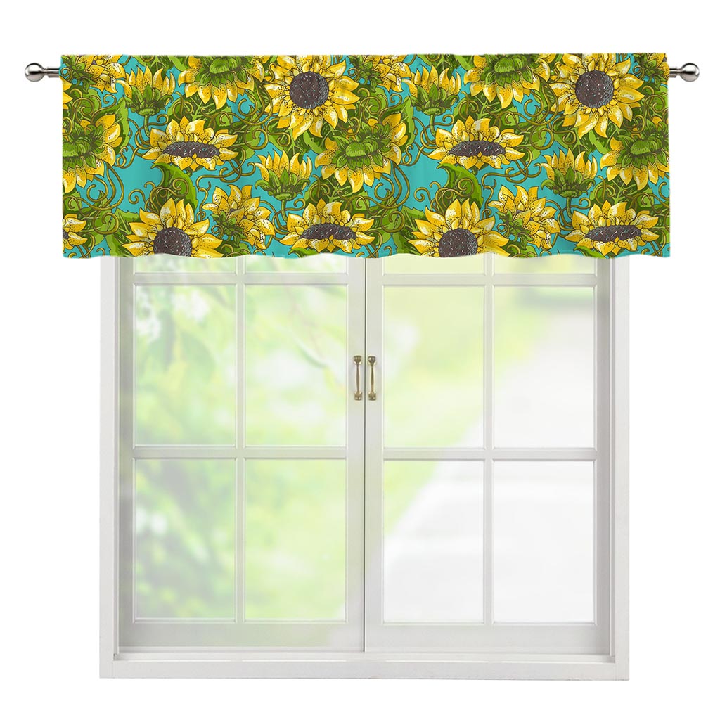 Blooming Sunflower Pattern Print Window Valance
