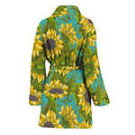 Blooming Sunflower Pattern Print Women's Bathrobe