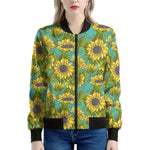 Blooming Sunflower Pattern Print Women's Bomber Jacket