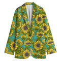 Blooming Sunflower Pattern Print Women's Cotton Blazer