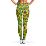 Blooming Sunflower Pattern Print Women's Leggings