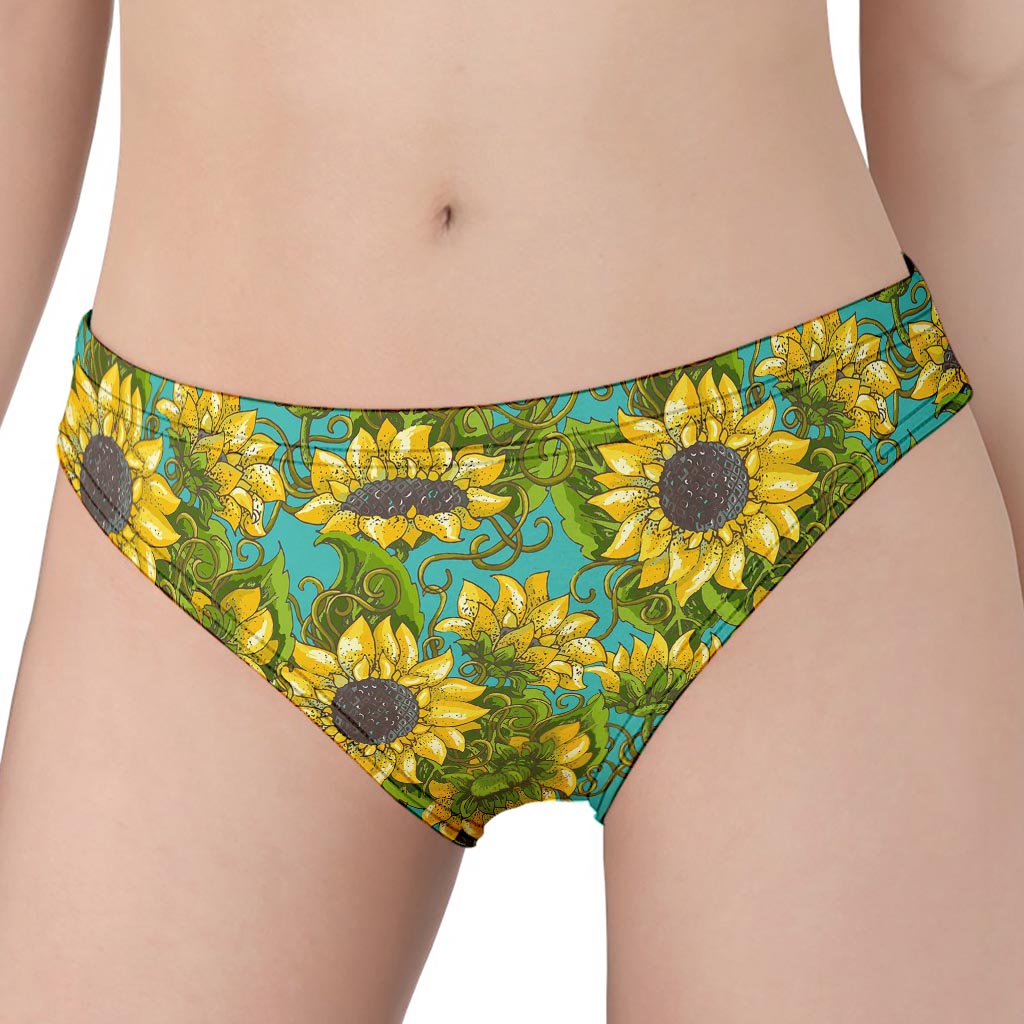 Blooming Sunflower Pattern Print Women's Panties