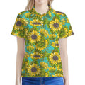 Blooming Sunflower Pattern Print Women's Polo Shirt