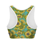 Blooming Sunflower Pattern Print Women's Sports Bra
