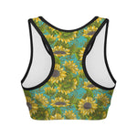Blooming Sunflower Pattern Print Women's Sports Bra