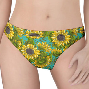 Blooming Sunflower Pattern Print Women's Thong