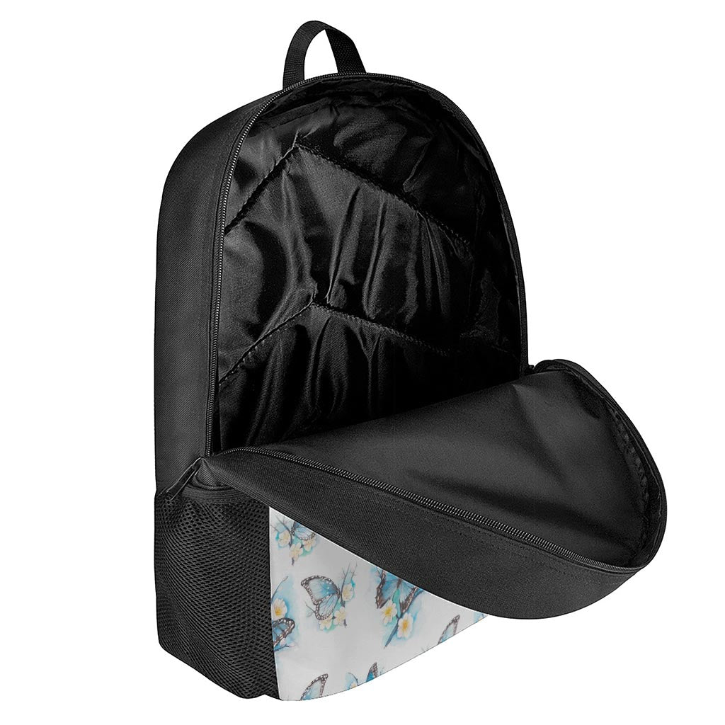 Blossom Blue Butterfly Pattern Print 17 Inch Backpack