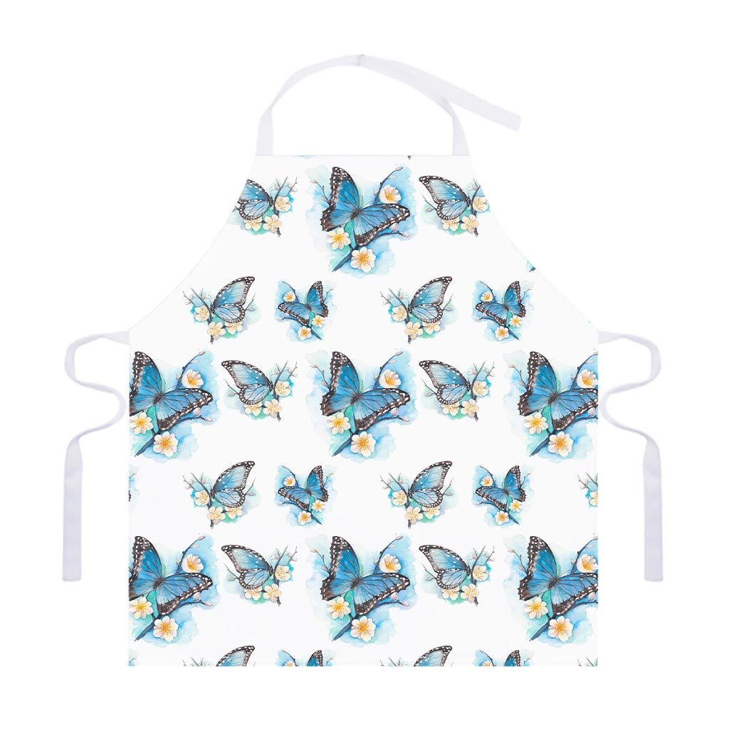 Blossom Blue Butterfly Pattern Print Adjustable Apron
