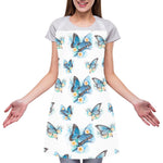 Blossom Blue Butterfly Pattern Print Adjustable Apron