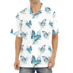 Blossom Blue Butterfly Pattern Print Aloha Shirt