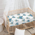 Blossom Blue Butterfly Pattern Print Baby Crib Sheet