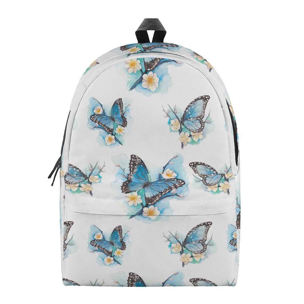 Blossom Blue Butterfly Pattern Print Backpack