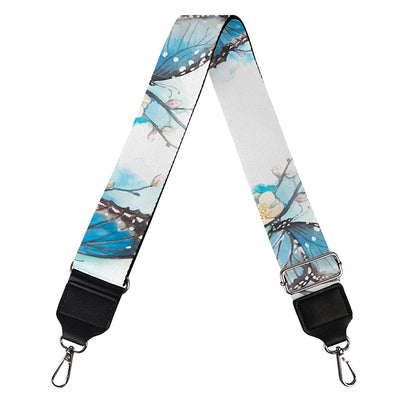 Blossom Blue Butterfly Pattern Print Bag Strap