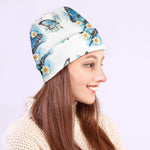 Blossom Blue Butterfly Pattern Print Beanie