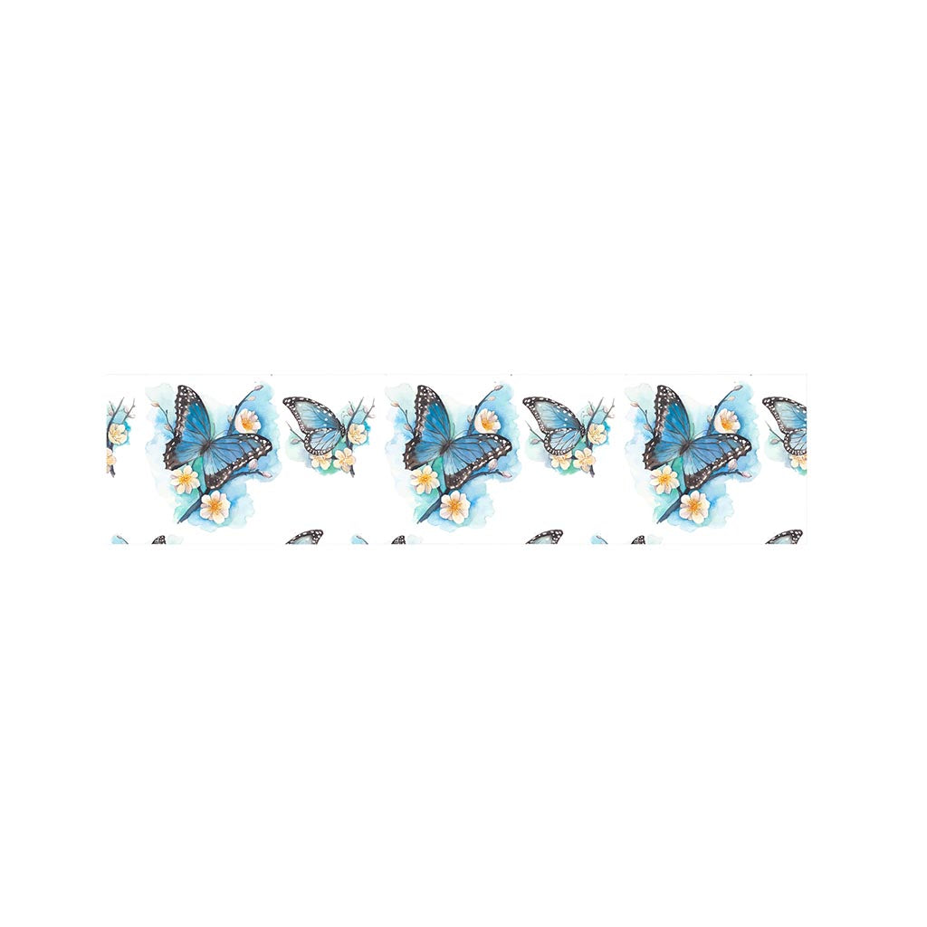 Blossom Blue Butterfly Pattern Print Bed Runner