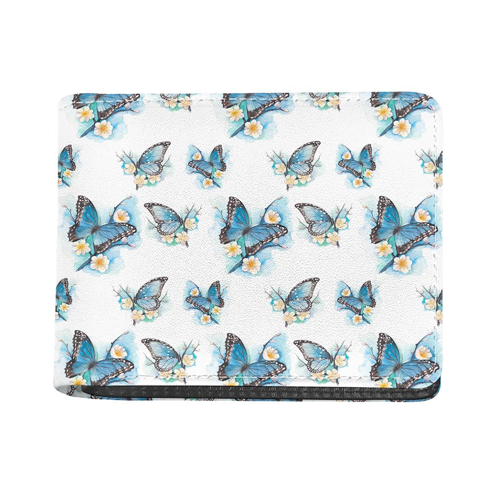 Blossom Blue Butterfly Pattern Print Bifold Wallet