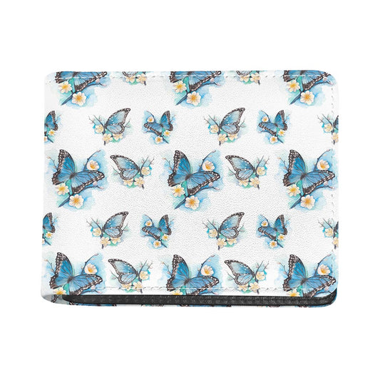 Blossom Blue Butterfly Pattern Print Bifold Wallet