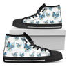 Blossom Blue Butterfly Pattern Print Black High Top Sneakers