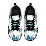 Blossom Blue Butterfly Pattern Print Black Running Shoes